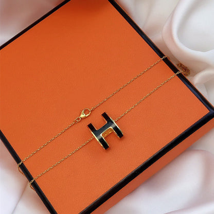 [Echo Fine ]HM CLIC BLACK ENAMEL GOLD NECKLACE