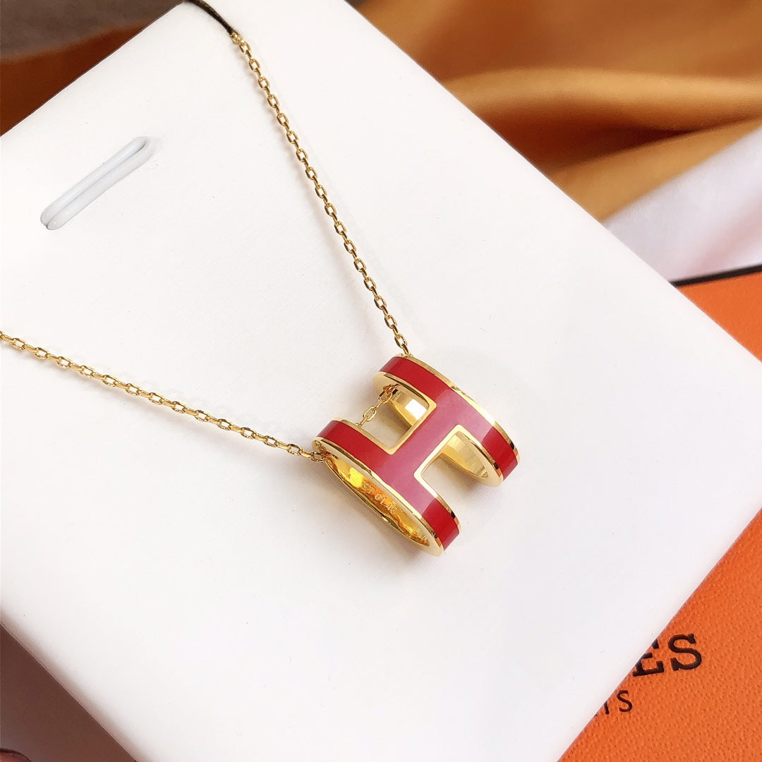 [Echo Fine ]HM CLIC RED ENAMEL GOLD NECKLACE
