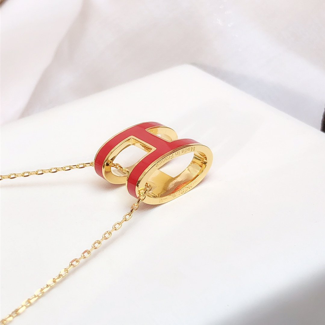 [Echo Fine ]HM CLIC RED ENAMEL GOLD NECKLACE