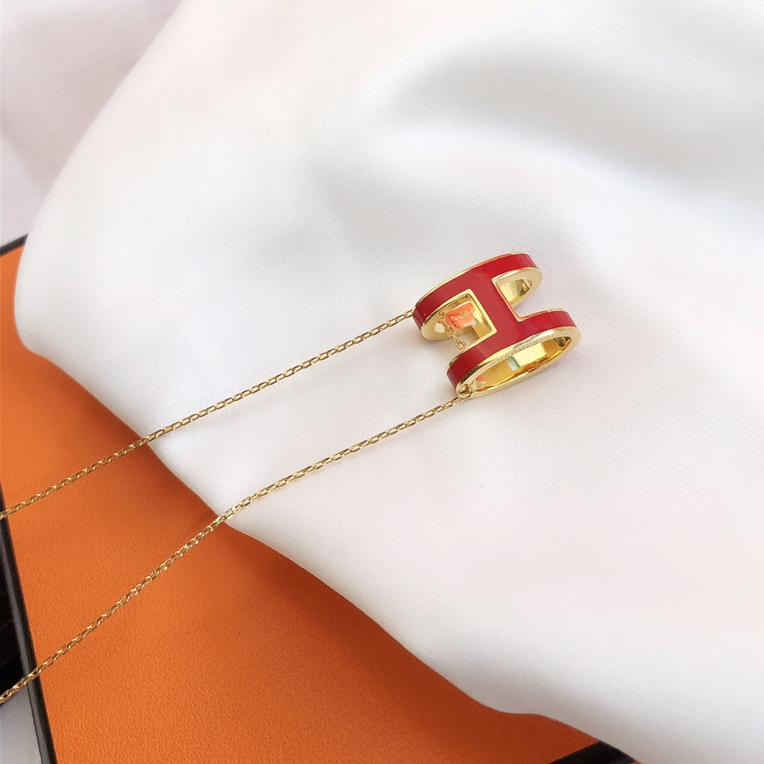 [Echo Fine ]HM CLIC RED ENAMEL GOLD NECKLACE