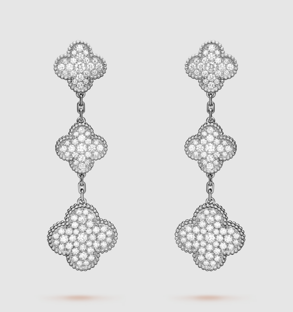 [Echo Fine ]CLOVER 3 MOTIF DIAMOND SILVER DROP EARRINGS