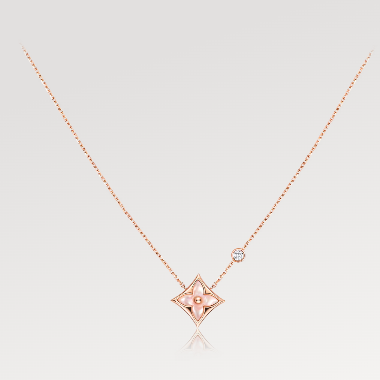 [Echo Fine ]STAR PINK MOP 1 DIAMOND PINK GOLD NECKLACE