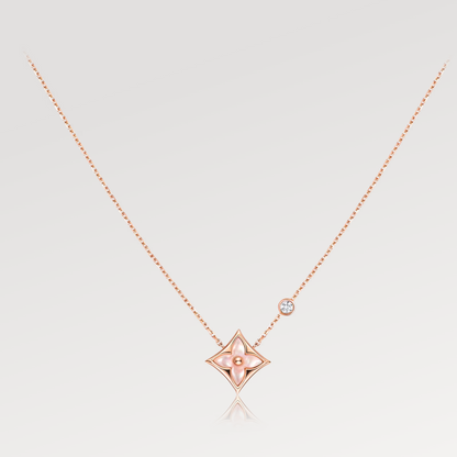 [Echo Fine ]STAR PINK MOP 1 DIAMOND PINK GOLD NECKLACE