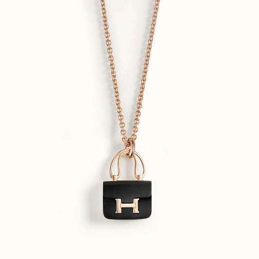 [Echo Fine ]CONSTANCE BLACK PEDANT PINK GOLD NECKLACE