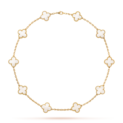 [Echo Fine ]CLOVER 10 MOTIFS WHITE MOTHER OF PEARL NECKLACE