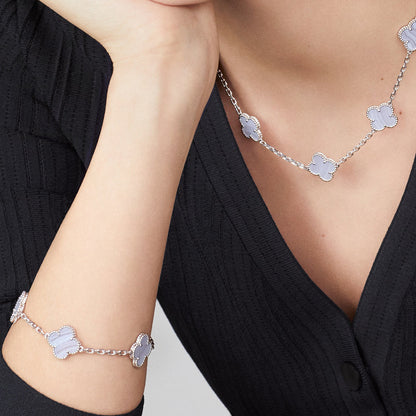 [Echo Fine ]CLOVER 10 MOTIFS BLUE CHALCEDONY NECKLACE