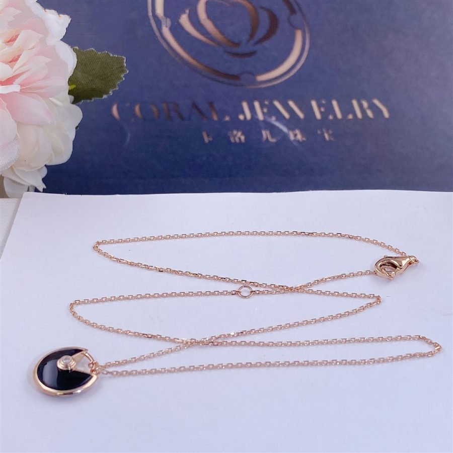 [Echo Fine ]AMULETTE ROSE GOLD ONYX NECKLACE