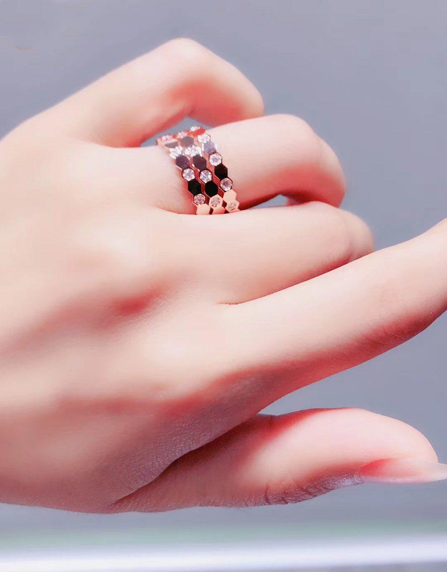 [Echo Fine ]BEE LOVE RING PINK GOLD DIAMOND