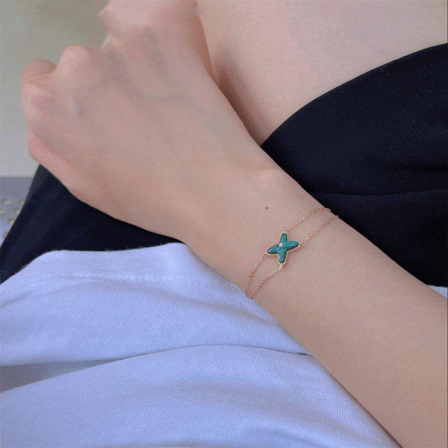 [Echo Fine ]JEUX BRACELET MALACHITE PINK GOLD 1 DIAMOND