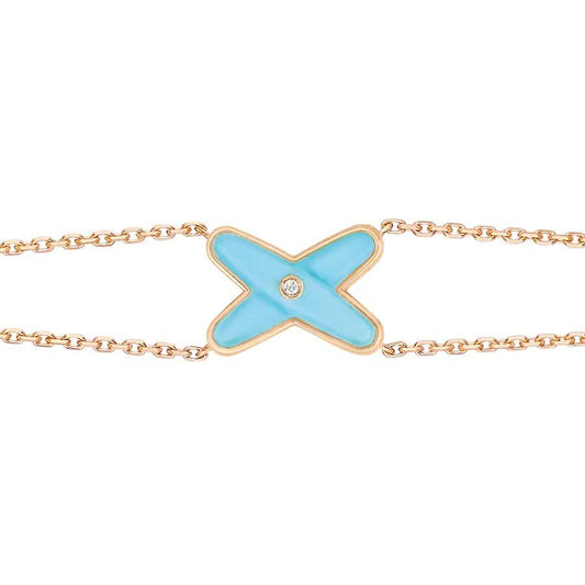 [Echo Fine ]JEUX BRACELET TURQUOISE PINK GOLD 1 DIAMOND