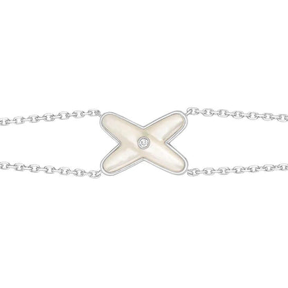 [Echo Fine ]JEUX BRACELET WHITE MOP SILVER 1 DIAMOND