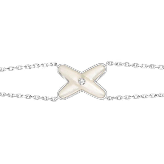 [Echo Fine ]JEUX BRACELET WHITE MOP SILVER 1 DIAMOND