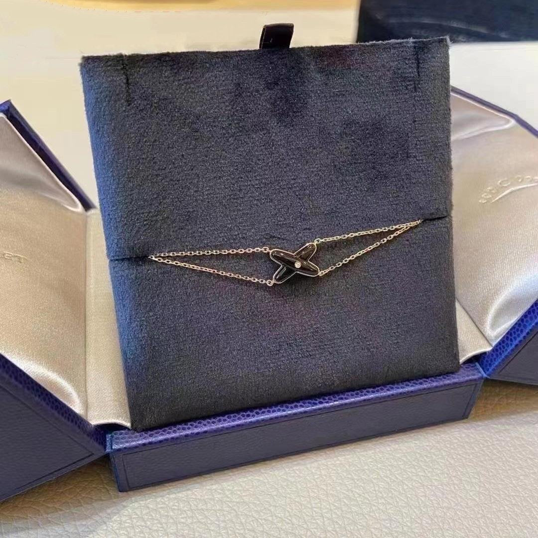 [Echo Fine ]JEUX BRACELET ONYX PINK GOLD 1 DIAMOND