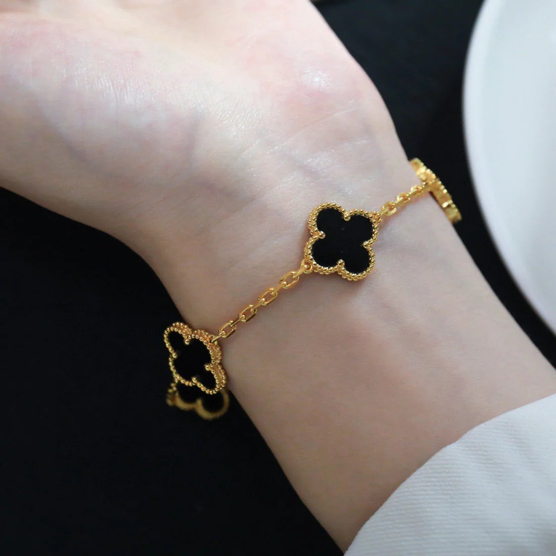 [Echo Fine ]CLOVER  5 MOTIFS BLACK ONYX BRACELET