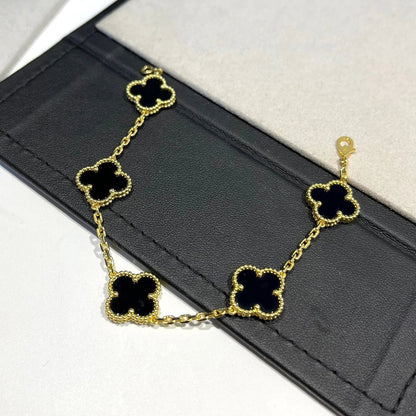 [Echo Fine ]CLOVER  5 MOTIFS BLACK ONYX BRACELET