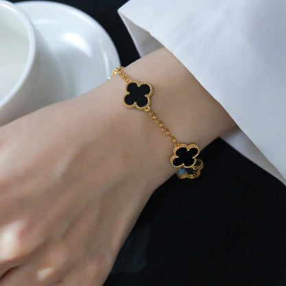 [Echo Fine ]CLOVER  5 MOTIFS BLACK ONYX BRACELET