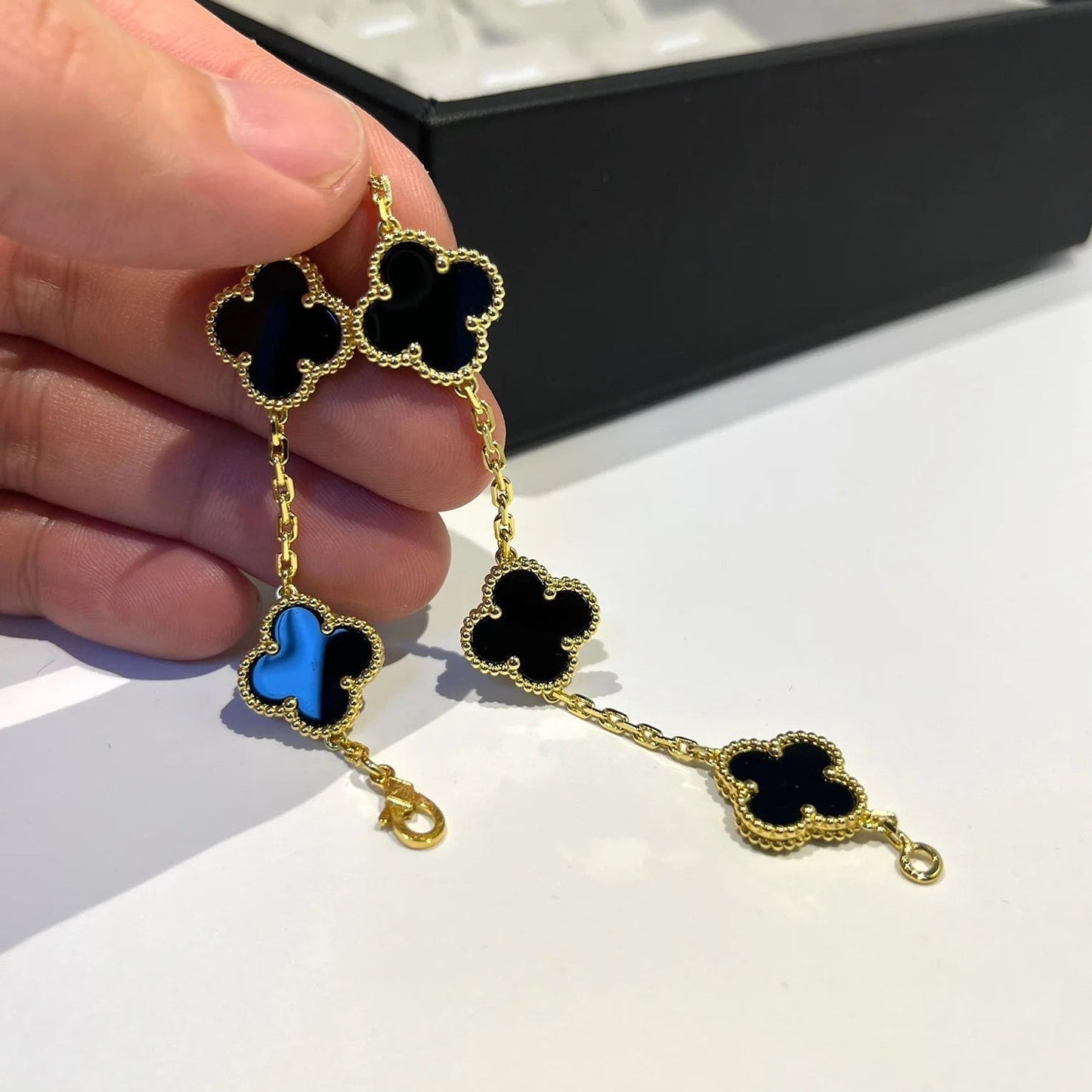 [Echo Fine ]CLOVER  5 MOTIFS BLACK ONYX BRACELET