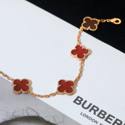 [Echo Fine ]CLOVER 5 MOTIFS RED AGATE  BRACELET