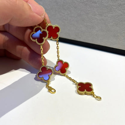 [Echo Fine ]CLOVER 5 MOTIFS RED AGATE  BRACELET