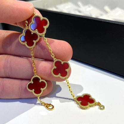 [Echo Fine ]CLOVER 5 MOTIFS RED AGATE  BRACELET