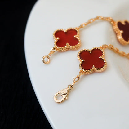[Echo Fine ]CLOVER 5 MOTIFS RED AGATE  BRACELET