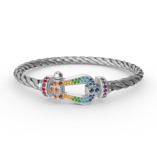 [Echo Fine ]FORC LARGE HORSESHOE  COLORED DIAMOND BRACELET SILVER