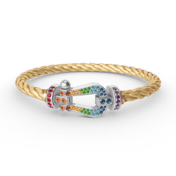 [Echo Fine ]FORC LARGE HORSESHOE  COLORED DIAMOND BRACELET SILVER