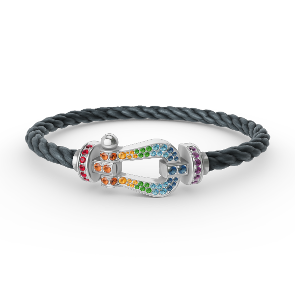 [Echo Fine ]FORC LARGE HORSESHOE  COLORED DIAMOND BRACELET SILVER