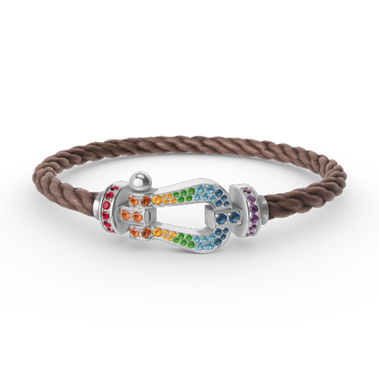 [Echo Fine ]FORC LARGE HORSESHOE  COLORED DIAMOND BRACELET SILVER