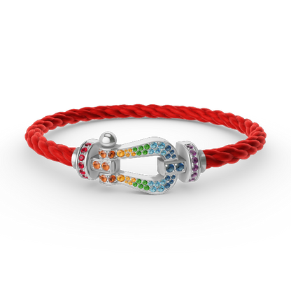 [Echo Fine ]FORC LARGE HORSESHOE  COLORED DIAMOND BRACELET SILVER