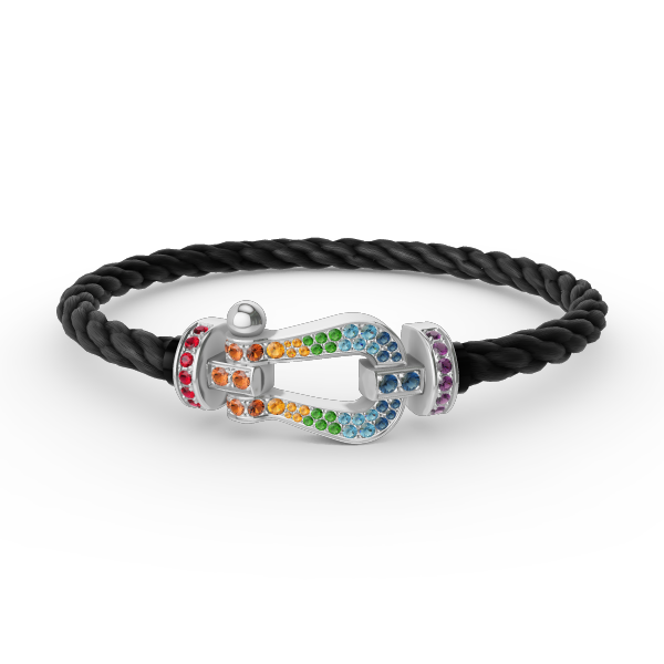 [Echo Fine ]FORC LARGE HORSESHOE  COLORED DIAMOND BRACELET SILVER