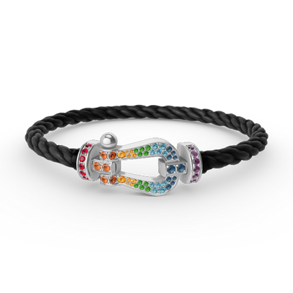 [Echo Fine ]FORC LARGE HORSESHOE  COLORED DIAMOND BRACELET SILVER