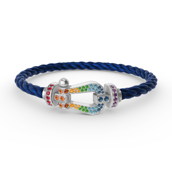 [Echo Fine ]FORC LARGE HORSESHOE  COLORED DIAMOND BRACELET SILVER