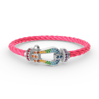 [Echo Fine ]FORC LARGE HORSESHOE  COLORED DIAMOND BRACELET SILVER