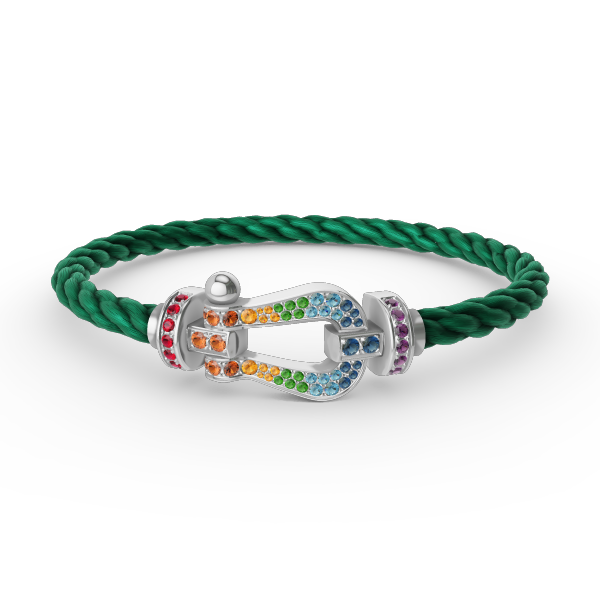 [Echo Fine ]FORC LARGE HORSESHOE  COLORED DIAMOND BRACELET SILVER