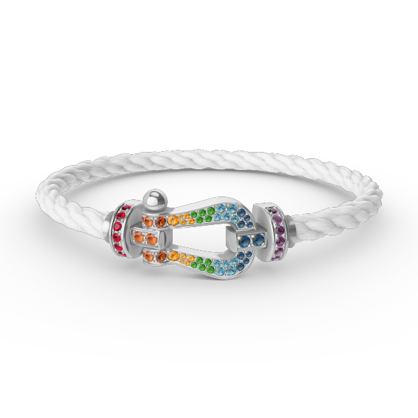[Echo Fine ]FORC LARGE HORSESHOE  COLORED DIAMOND BRACELET SILVER