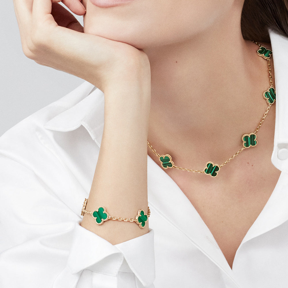 [Echo Fine ]CLOVER 10 MOTIFS MALACHITE NECKLACE