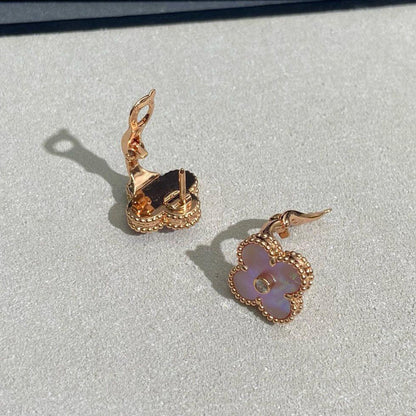 [Echo Fine ]CLOVER MEDIUM 1 DIAMOND PINK EARRINGS