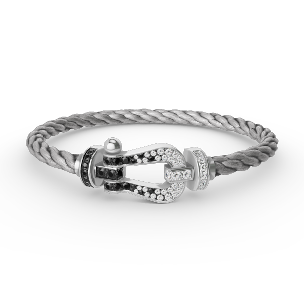 [Echo Fine ]FORCE LARGE HORSESHOE BLACK WHITE DIAMOND BRACELET SILVER