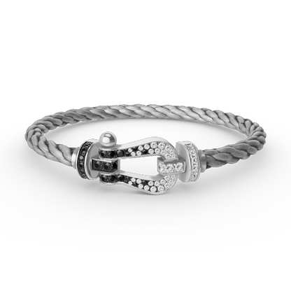 [Echo Fine ]FORCE LARGE HORSESHOE BLACK WHITE DIAMOND BRACELET SILVER