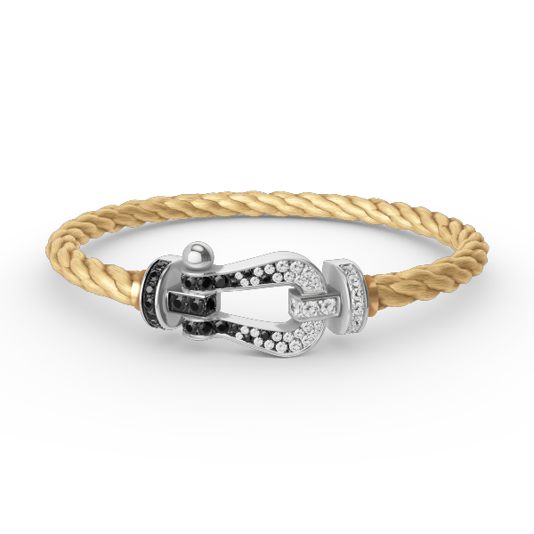 [Echo Fine ]FORCE LARGE HORSESHOE BLACK WHITE DIAMOND BRACELET SILVER