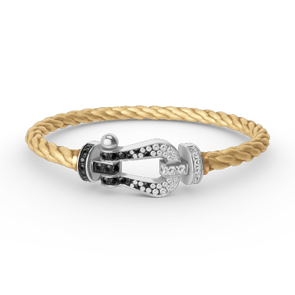 [Echo Fine ]FORCE LARGE HORSESHOE BLACK WHITE DIAMOND BRACELET SILVER
