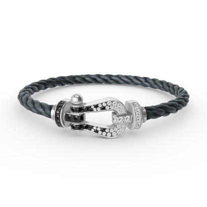 [Echo Fine ]FORCE LARGE HORSESHOE BLACK WHITE DIAMOND BRACELET SILVER