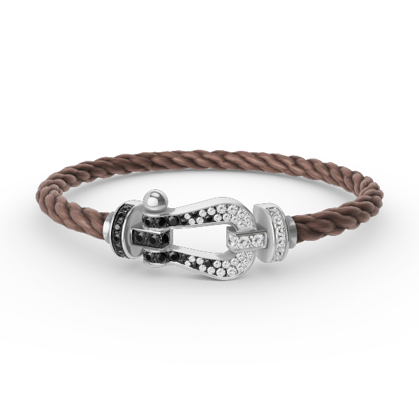 [Echo Fine ]FORCE LARGE HORSESHOE BLACK WHITE DIAMOND BRACELET SILVER