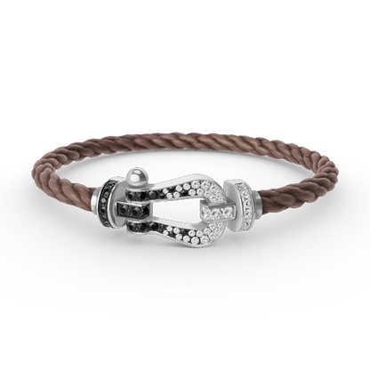 [Echo Fine ]FORCE LARGE HORSESHOE BLACK WHITE DIAMOND BRACELET SILVER