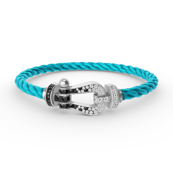 [Echo Fine ]FORCE LARGE HORSESHOE BLACK WHITE DIAMOND BRACELET SILVER