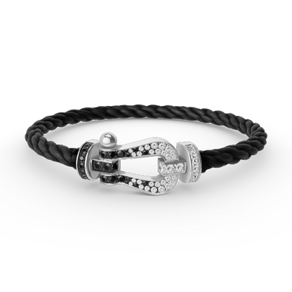 [Echo Fine ]FORCE LARGE HORSESHOE BLACK WHITE DIAMOND BRACELET SILVER