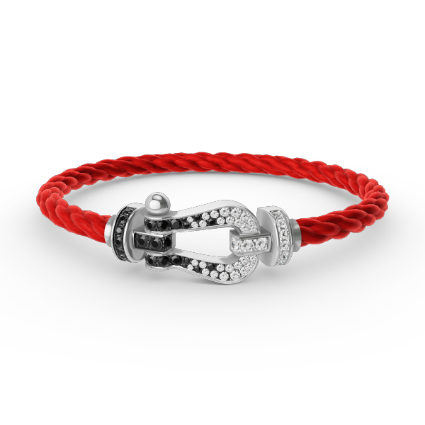 [Echo Fine ]FORCE LARGE HORSESHOE BLACK WHITE DIAMOND BRACELET SILVER