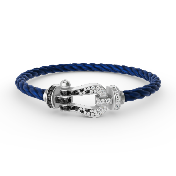 [Echo Fine ]FORCE LARGE HORSESHOE BLACK WHITE DIAMOND BRACELET SILVER