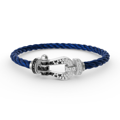 [Echo Fine ]FORCE LARGE HORSESHOE BLACK WHITE DIAMOND BRACELET SILVER